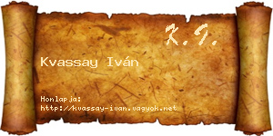 Kvassay Iván névjegykártya